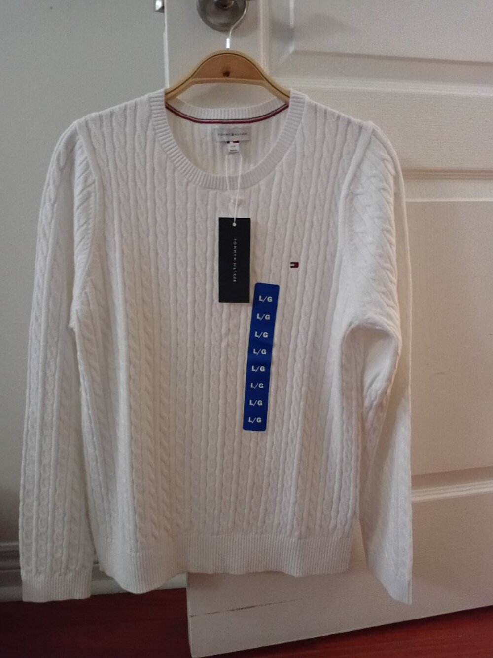 Tommy Hilfiger White Cable Knit Sweater NEW